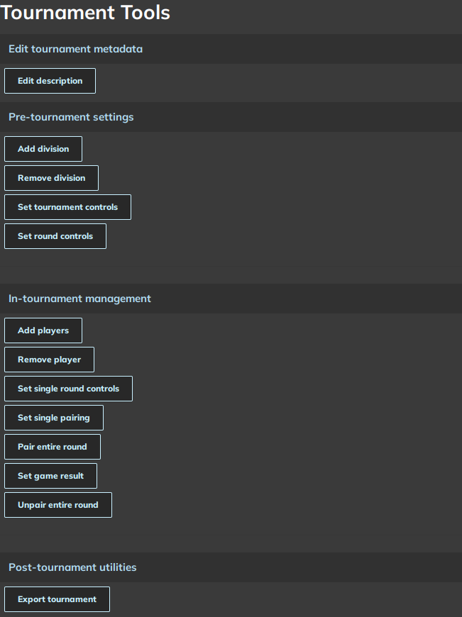 Image 1: Tournament mode director’s tools: Main Screen